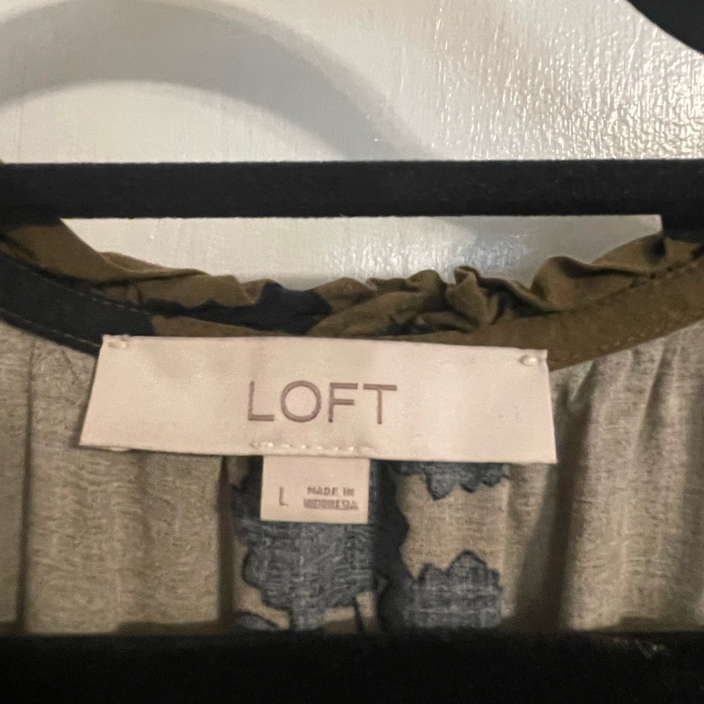 LAST CHANCE….LOFT Olive Floral Midi Dress - Picture 2 of 2